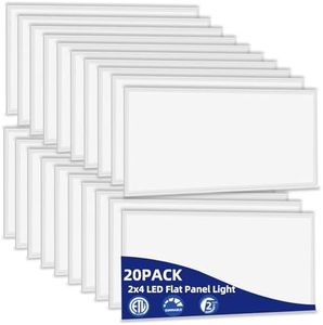 WYZM 20 Pack, 2X4 LED Flat Panel Light,7800lm, 5000K Daylight White,2X4 Drop Ceiling Flat Panel Light, Recessed Edge-Lit Troffer Fixture for Office Kitchen,ETL Listed