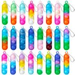 HOUT 24PCS Party Bag Fillers for Kids Unisex - Pop Popit Poppets ADHD Fidget Toys for Kids - Anxiety Relief Kids' Party Favours - Fidget Keyring Party Bag Toys - Gifts for Students from Teachers