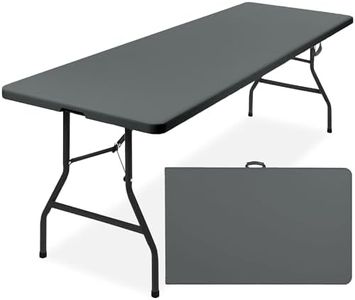 Best Choice Products 8ft Plastic Folding Table, Indoor Outdoor Heavy Duty Portable w/Handle, Lock for Picnic, Party, Pong, Camping - Dark Gray