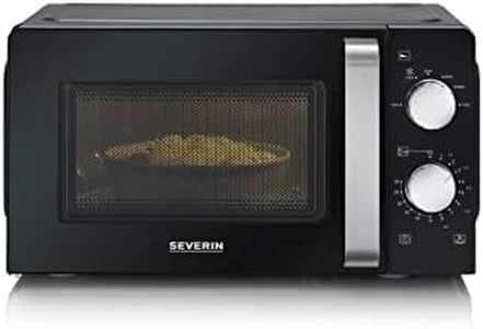SEVERIN Four à micro-ondes 17 L, Four micro-onde 700 W pour décongeler, chauffer et réchauffer, Micro-onde avec 6 niveaux de puissance, Minuteur 30 min, Plateau tournant (Ø 24,5 cm), Noir, MW 7886