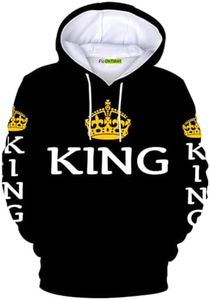 picontshirt 100% Cotton Heavyweight King Hoodies for Men King and Queen Matching Hoodies for Couples