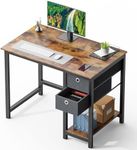 SMUG Computer Desk with Storage Drawers, 40 Inch Small Office Desk Modern Simple Workstation Study Writing Table for Home Bedroom, Rustic Brown