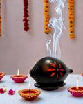 Vastuja Handmade Black Pottery Clay/Mitti/Shankh Shaped (Black) Dhoop Dani, Insence Stick Holder/Diya Holder | Ideal for Decoration & Temple Use, Diwali Decoration, Diwali Gift