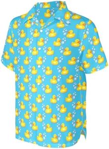 Artsadd 80s 90s Hawaiian Shirt for Men Vintage Button Down Short Sleeve Big and Tall Shirts Funny Party Disco Outfit, Rubber Duck, XX-Large