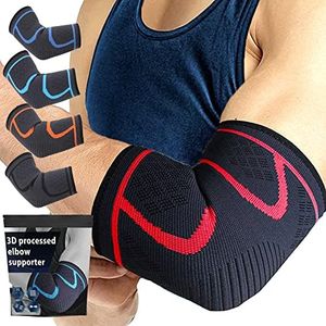 Elbow Brace Compression Sleeve for Tendonitis 【1Pairs】 Tennis, Weightlifting Pain Relief Support for Men and Women Golf Basketball Breathable (Red, XL)