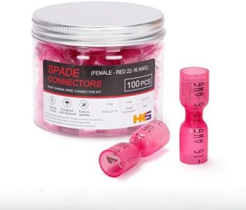 HKS 100PCS Female Spade Connector Red 22-16 AWG - Heat Shrink Electrical Quick Disconnect Wire Connectors Kit - Tinned Red Copper - Automotive Marine Crimp Connectors - Waterproof and Insulated
