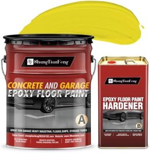Epoxy Floor Paint kit (High-gloss,,Lemon Yellow,4 Gallon800 sq.ft) - 100% solids, 6H hardness, durable for 20 years, Concrete coating for garages and basements | Compatible with decorative color flakes