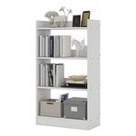 Flrrtenv Bookshelf, 4 Tier Bookcase Shelving, Standing Book Shelf Cabinet, Wooden Storage Rack for Living Room, Bedroom, Office, 7.87 * 23.62 * 43.3 Inch, Modern White