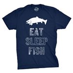 Mens Eat Sleep Fish T Shirt Funny Sarcastic Novelty Fishing Lover Gift for Dad Mens Funny T Shirts Vintage T Shirt for Men Funny Fishing T Shirt Novelty Navy M