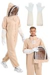 ACLUYSKA Sting Proof Beekeeper Suit for Men Women, Ventilated Polycotton Bee Suit with Gloves & Hood, Full Body Protective Beekeeping Outfit for Backyard Beekeepers (XL)