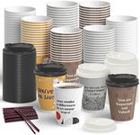 Dessie 100 Disposable Coffee Cups with Lids 12 Oz, To Go Coffee Paper Cups with Lids and Stirrers, Motivational Coffee Cups with Lids 12 Oz. (You've Got This)