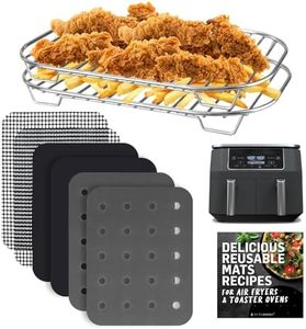 Accessories for Ninja Dual 2 Basket Air Fryer 10 QT DZ401 & 8 QT DZ201, Racks for Foodi Dual Zone, Reusable Liner Sheets for Double Airfryer, 9pcs Kitchen Accessory Set with Recipe Book by INFRAOVENS