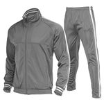 Nothinchan Men's Tracksuits 2 Piece Casual Athletic Set Full Zip Sweatsuits Workout Activewear Long Sleeve Running Jogging Suits Set(Grey,4XL)