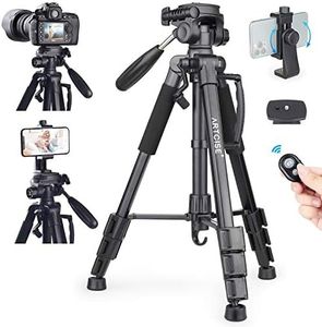 ARTCISE Camera Tripod for Camera, 159 cm Smartphone Tripod Stand with phone Holder Mount、Bluetooth Wireless Remote and 2 Quick Release Plates support Canon,Sony,Nikon,DSLR Camera, Cellphone, etc