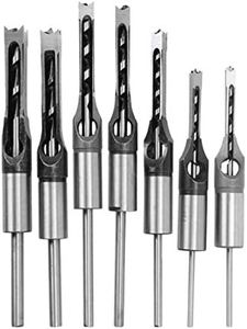 Woodworking Square Hole Drill Bits, Wood Mortising Chisel Set Wood Square Hole Mortising Chisel Drill Bits for Mortising Machines and Drill Press Attachments,7pcs: 1/4,5/16,3/8,2/5,1/2,9/16,5/8