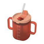 Elderly Spill Proof Cups | 300ml Unspillable Cup with Handles - Water Bottle, Feeding Cup, Drinking Cup with Lid and Straw for Elderly Maternity Drink Water Porridge Soup