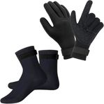 Wsobue 3mm Neoprene Gloves and Socks, 3mm Thermal Diving Gloves and Socks with Adjustable Waist Strap, Flexible Wetsuit Gloves and Sock, for Diving, Surfing, Kayaking Rafting