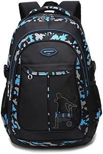 Amythe Mochila Escolar para Niños de 7-14 años, Mochilas de Viaje Impermeables de Nailon Camuflaje, Mochila para Portátil de 15 Pulgadas para Colegio - Azul