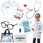 Born Toys Doctor Kit for Kids for Kids Ages 3-7, Complete Kids Doctor Kit Includes Kids Doctor Coat, Real Stethoscope, Toy Phone, Eyeglasses, Prescription Pad & Pencil - Pretend Play Doctor Set