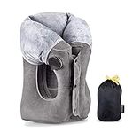 Head Supporting Travel Pillow- Multifunction Inflatable Travel Pillows for Sleeping on Airplane Train Bus Office