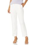 Kasper Women's Side Elastic Linen Pant, Lily White, 10 Petite