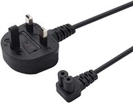 Power Cable UK 3PIN Plug to Right Angled 90 Degree,Figure Fig of 8 IEC C7 Mains Power Lead Cable (3M)