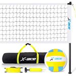 Volleyball Net Set for Backyard - Outdoor Portable Volleyball Net System with Adjustable Height Poles and Soft Volley Ball - All in One Carry Bag