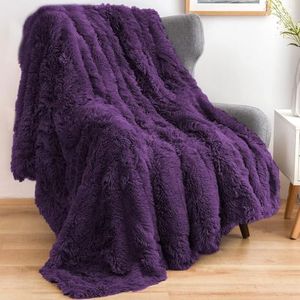 NEWCOSPLAY Faux Fur Throw Blanket Super Soft Cozy Plush Fuzzy Shaggy Blanket for Couch Sofa Bed (Purple Shaggy, Throw(50"x60"))