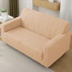 HOKIPO 2 Seater Sofa Cover – 200 GSM Premium Jacquard Stretchable Fully Covered Slipcover,' Nestiva Series' Blush Beige (NEW2-AR-5308-BGE)