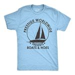 Mens Prestige Worldwide T Shirt Funny Cool Boats and Hoes Graphic Humor Tee Mens Funny T Shirts Funny Movie T Shirt Novelty Tees for Men Light Blue XL