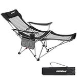 #WEJOY Camping Chairs Folding Recliner Chair Adjustable with Detachable Footrest Headrest Cupholder Pocket Lightweight Portable Reclining Camp Chair Fold up Chair for Outdoor Beach Garden Black