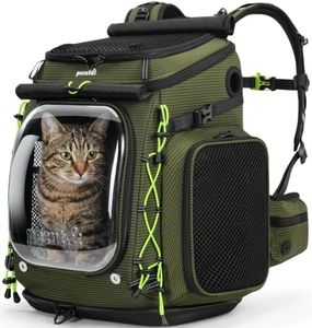 Pecute Cat Backpack Carrier with Sun Shade, Breathable for Hiking, Green