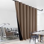 NICETOWN Noise Reducing Room Divider Curtains, Thermal Insulated 100% Blackout Curtain, Grommet Slider Curtain Panel with Black Lining for Office, Hotel (1 PC, 100 inches x 108 inches, Cappuccino)