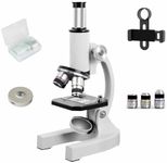 Microscope-200-4000X Magnification,Biological Educational Microscope for Students and Adults,with Phone Clip,Biological Specimen and Fill Light (White)