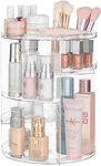 HBlife 360 Rotating Makeup Organizer Adjustable Makeup Carousel Large Capacity Revolving Perfume Organizer Skincare Organizers Cosmetic Storage Spinning Holder for Vanity, Clear