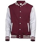 Awdis Unisex Varsity Jacket (M) (Burgundy / Heather Grey)