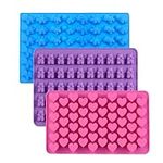 Selecto Bake 3 Pack Silicone Chocolate Molds, Reusable Candy Baking Mold Ice Cube Trays Candies Making Supplies, Non-Stick Silicone Gummy Molds Including Mini Dinosaur, Hearts, Bear Shape