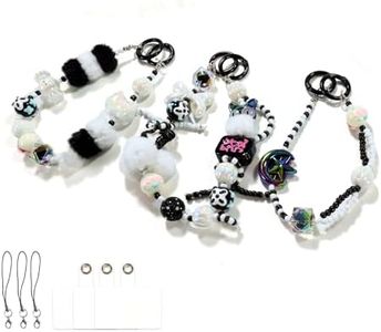 XODITO 3 Pcs Phone Charms for Girl Women with Headpainted Beads, Hand Free Wrist Strap for Purse Keychain (Black)