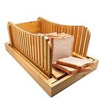 Bamboo Bread Slicer | Bread Loaf Slicing Machine With Wooden Bread Cutting Board with Crumble Holder, Bamboo Bread Slicer for Homemade Bread, Cake, Bagels(4 x 3 x 5Inch)