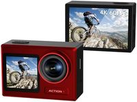 ODDV 4K 60FPS 30MP Action Camera with Front LCD and Touch Rear Screens, 132FT Underwater Camera with EIS, Ultra HD Video，4X Zoom and Remote Control（Red）