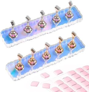 ANGNYA 2 Set Nail Stand, Aurora Nail Holder for Painting Nail Stand for Press on with 96 Pcs Reusable Sticky Putty Nail Display Stand Nail Hand Practice Magnetic Nail Art Tools for Homes and Salons