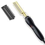 Hot Comb, Hair Straightener Electric Straightening Comb, Anti-Scald Portable Hot Comb Ceramic Beard Straightener Brush High Heat Press Comb for Wigs, Afro Hair & Beard