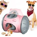 Pet Treat Dispenser - Interactive Puzzle Toy for Small & Medium Breeds and All Cats - Enrichment Toy with Adjustable Slow Food Dispensing (Pink Bear)