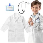 RioRand Kids' Doctor Lab Coat Costume with Accessories Role Play for Boys Girls (White, XL-150CM/10-12Y)