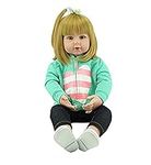 TERABITHIA 24 Inches Blond Hair Big Size Reborn Toddler Doll in Silicone Vinyl 60CM Lifelike Newborn Girl Doll Child Xmas Birthday Gift