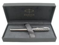 Parker Urban Premium Metal Fountain Pen - Silver Powder with Engraved Pattern - Medium Nib - Luxury Gift Boxed