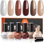 modelones Nail Polish 6 Colors Brown Nude Silver Glitter Nail Polish Set Skin Tone Winter Collection Quick Dry Mini Nail Polish Manicure DIY Nail Art Salon Home Gift For Women Girl