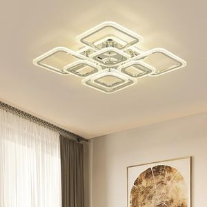 Oninio Modern Dimmable Ceiling Light,100W Flush Mount LED Ceiling Lamp, Nordic Ceiling Lighting 8 Rectangles Chandeliers Lighting Fixture for Living Room Bedroom Dining Room Kitchen