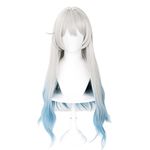 Firefly Cosplay Wig Honkai Star Rail Silver Blue Gradient Long Straight Hair Costume Wigs for Women Adult Cos Anime Game Party Halloween Christmas(Firefly)