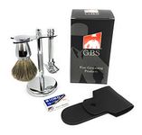 G.B.S Men's Premium Shaving Gift Set - MK 39 Long Barber Pole Razor + Shaving Brush Stand, Double Edge Razor Leather Case, and Blades Holiday Christmas.